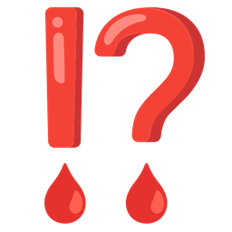 exclamation question mark and drop of blood