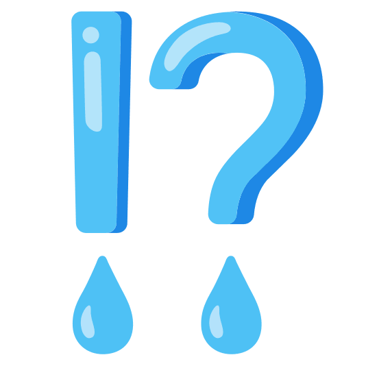 Exclamation question mark and Droplet