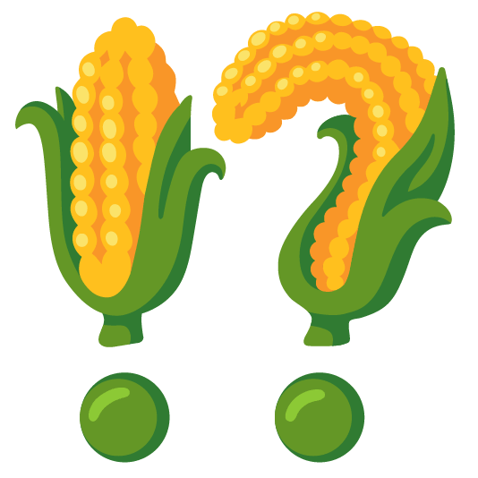Exclamation question mark and Ear of corn