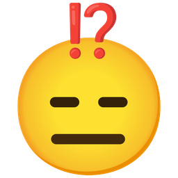 exclamation question mark and expressionless face