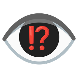 exclamation question mark and eye