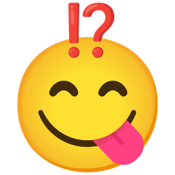 Exclamation question mark and Face savoring food