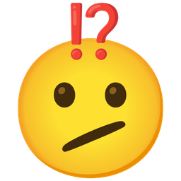 exclamation question mark and face with diagonal mouth