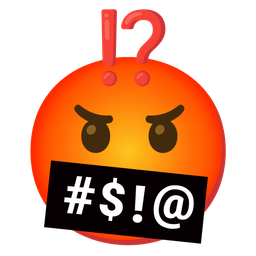 exclamation question mark and face with symbols on mouth