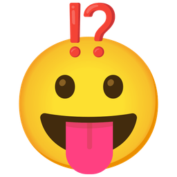 Exclamation question mark and Face with tongue