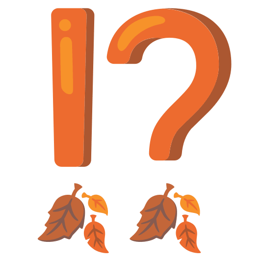 Exclamation question mark and Fallen leaf