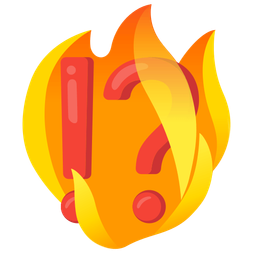exclamation question mark and fire