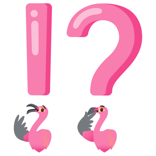 Exclamation question mark and Flamingo