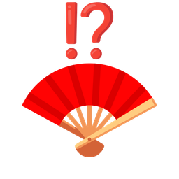 exclamation question mark and folding hand fan