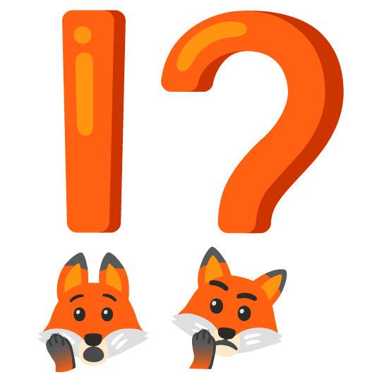 Exclamation question mark and Fox