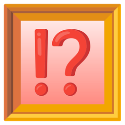 exclamation question mark and framed picture