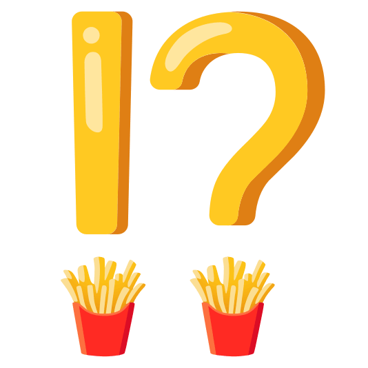 Exclamation question mark and French fries