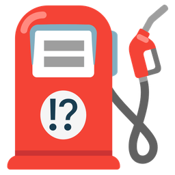 exclamation question mark and fuel pump
