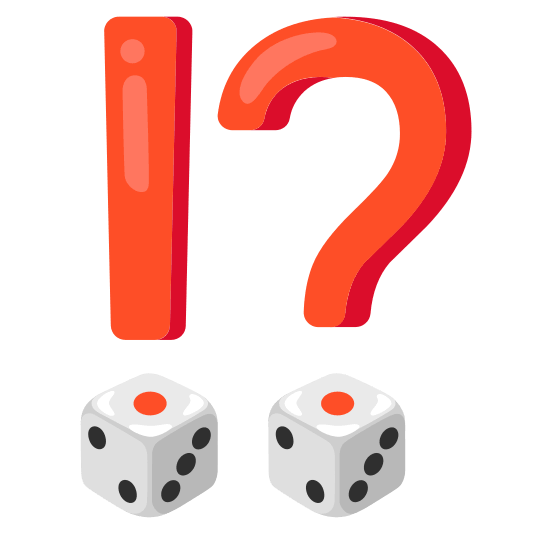 Exclamation question mark and Game die