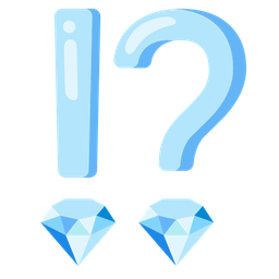 exclamation question mark and gem stone