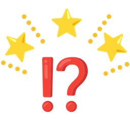 exclamation question mark and glowing star