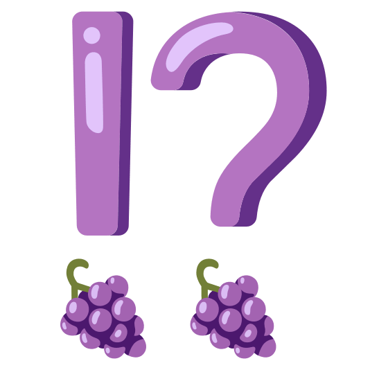 Exclamation question mark and Grapes