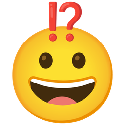 Exclamation question mark and Grinning face
