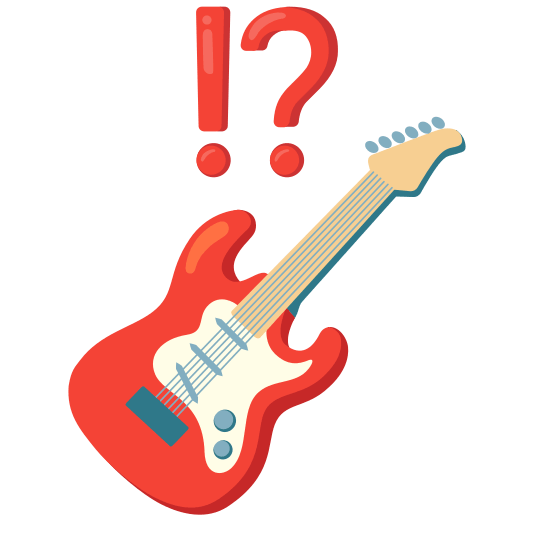 Exclamation question mark and Guitar