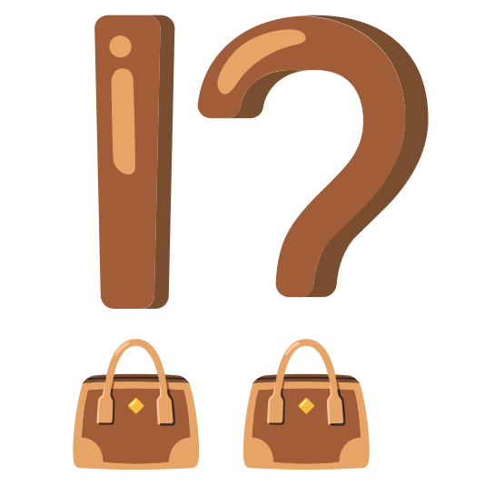 Exclamation question mark and Handbag