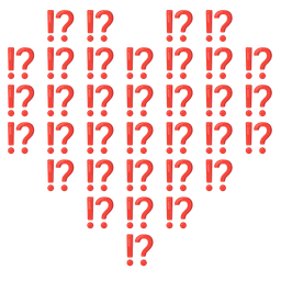 exclamation question mark and heart suit