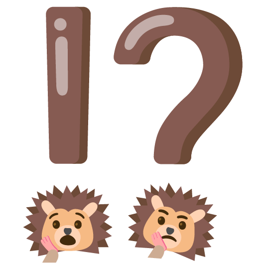 Exclamation question mark and Hedgehog