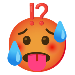 exclamation question mark and hot face