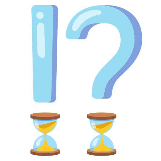 Exclamation question mark and Hourglass not done