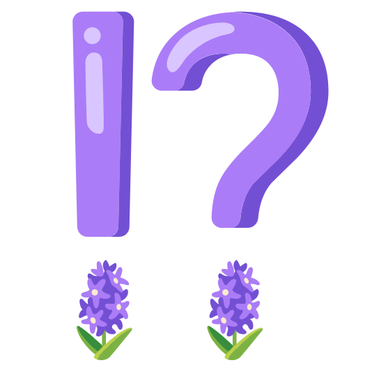 Exclamation question mark and Hyacinth