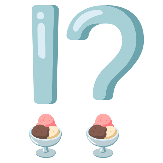 Exclamation question mark and Ice cream