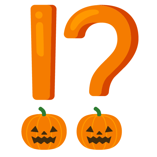Exclamation question mark and Jack-o-lantern