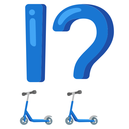 Exclamation question mark and Kick scooter