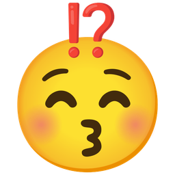 Exclamation question mark and Kissing face with closed eyes