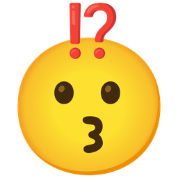 Exclamation question mark and Kissing face