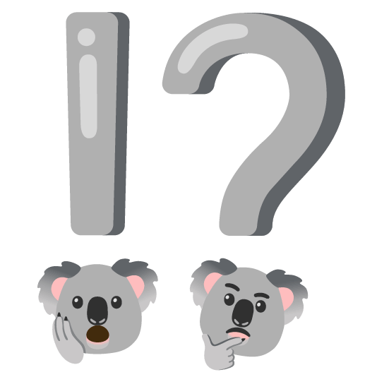 Exclamation question mark and Koala