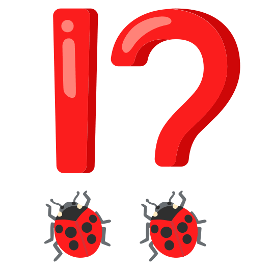 Exclamation question mark and Lady beetle