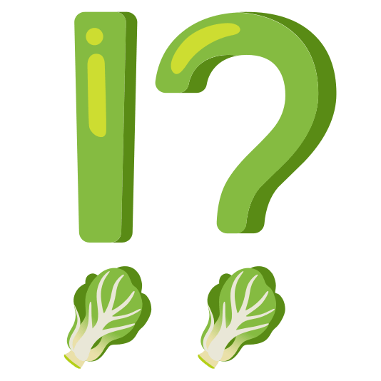 Exclamation question mark and Leafy green