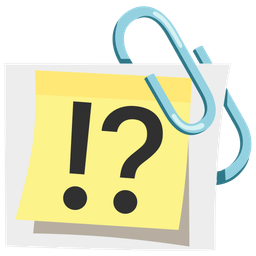 exclamation question mark and linked paperclips