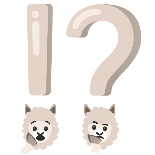 Exclamation question mark and Llama