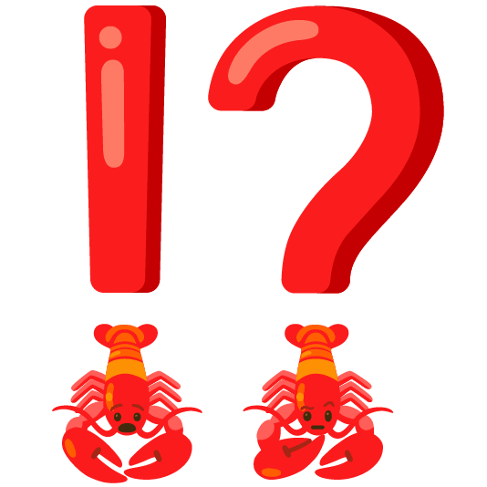 Exclamation question mark and Lobster