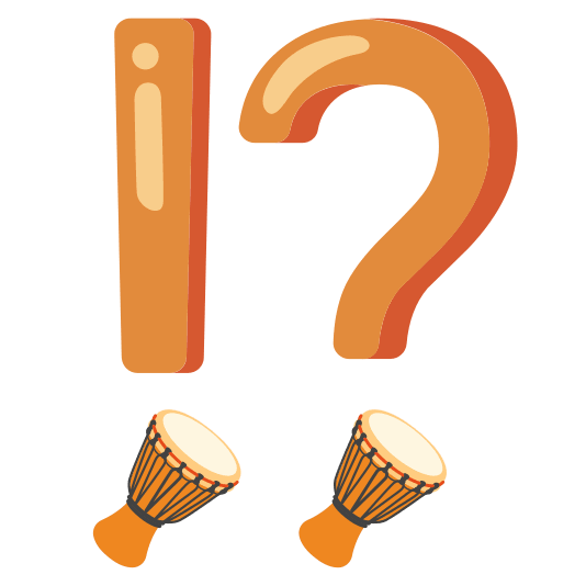 Exclamation question mark and Long drum