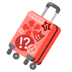 exclamation question mark and luggage
