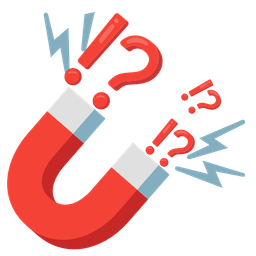 exclamation question mark and magnet
