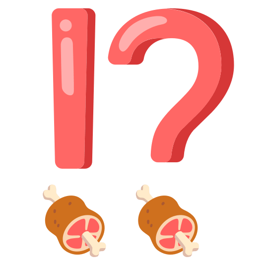 Exclamation question mark and Meat on bone