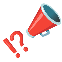 exclamation question mark and megaphone