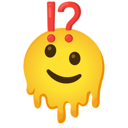 Exclamation question mark and Melting face