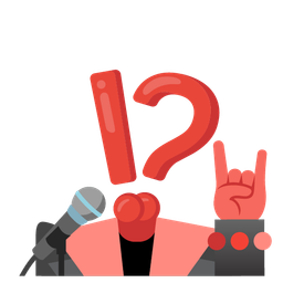 exclamation question mark and microphone