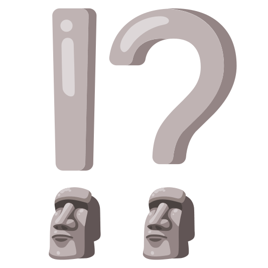 Exclamation question mark and Moai
