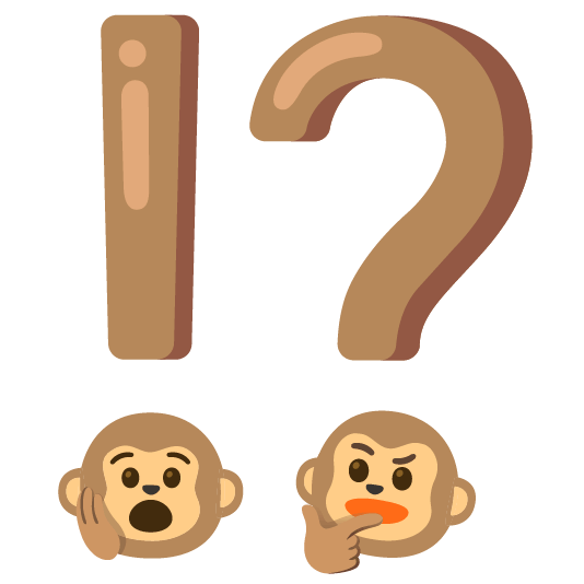 Exclamation question mark and Monkey face