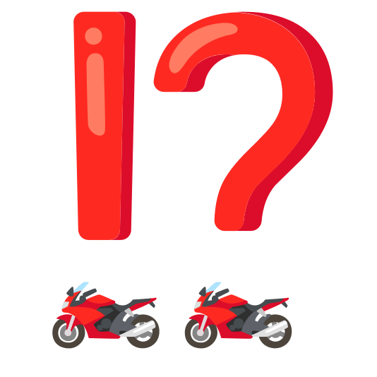 Exclamation question mark and Motorcycle
